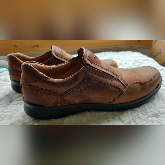 ECCO Men's Suede Leather Slip-on Shoes, Size 12/46, Shock Point Soles - Picture 2 of 14